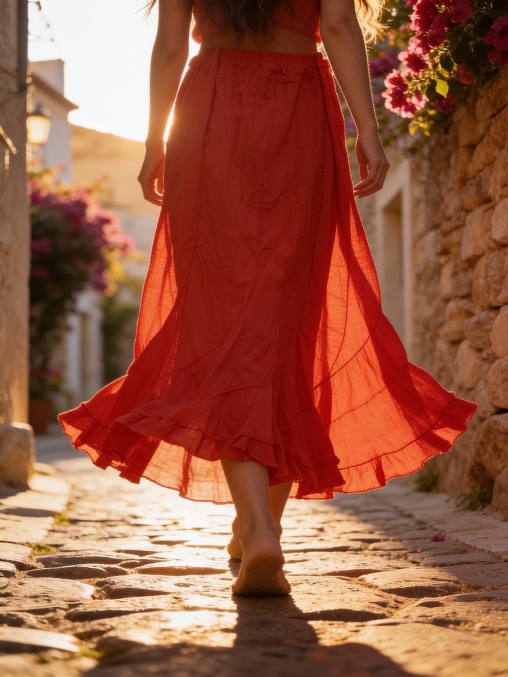St. John's Bay Vibrant Red Ruffled Maxi Skirt